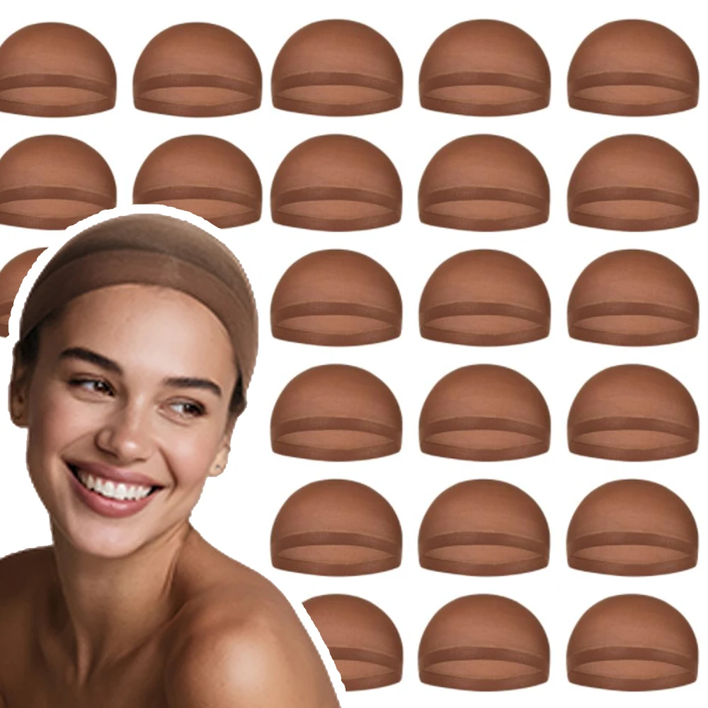 Wig Cap Stocking - Grosir 24 PCS Topi Wig Coklat