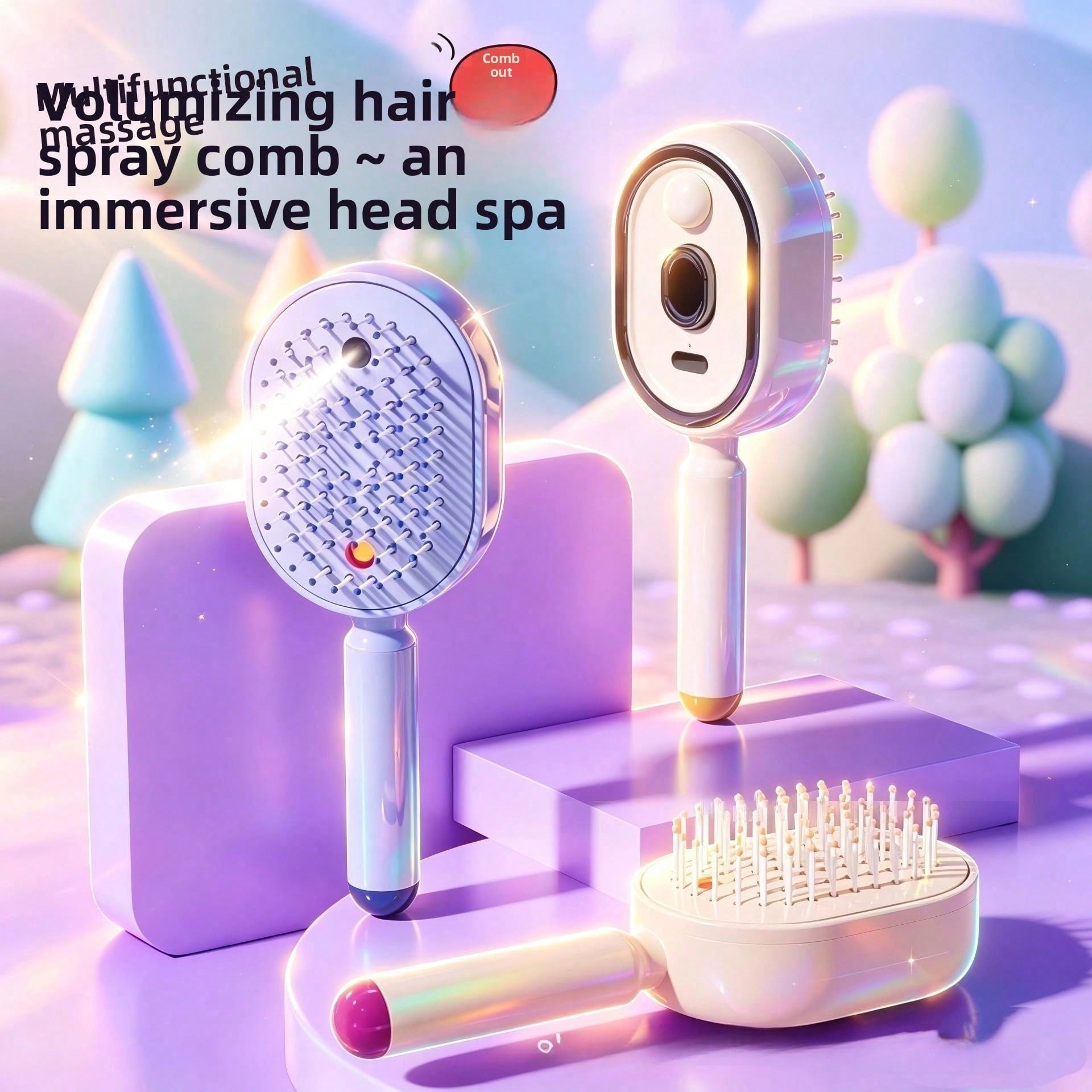 Hair Care Essential Oil Atomizing - Sisir pijat elektrik dengan semprotan udara,