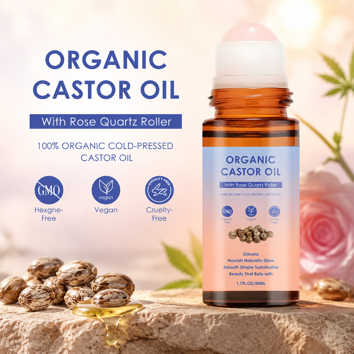 Castor Oil Cold Press - Minyak Jarak Organik dengan Roller Ball