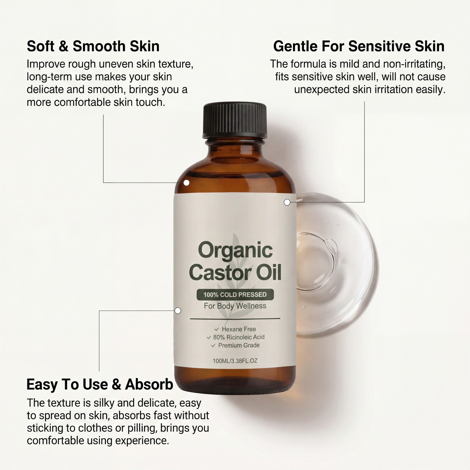 Minyak Pelembap Tubuh Organik  - Castor Oil Cold Press ulasan dan harga