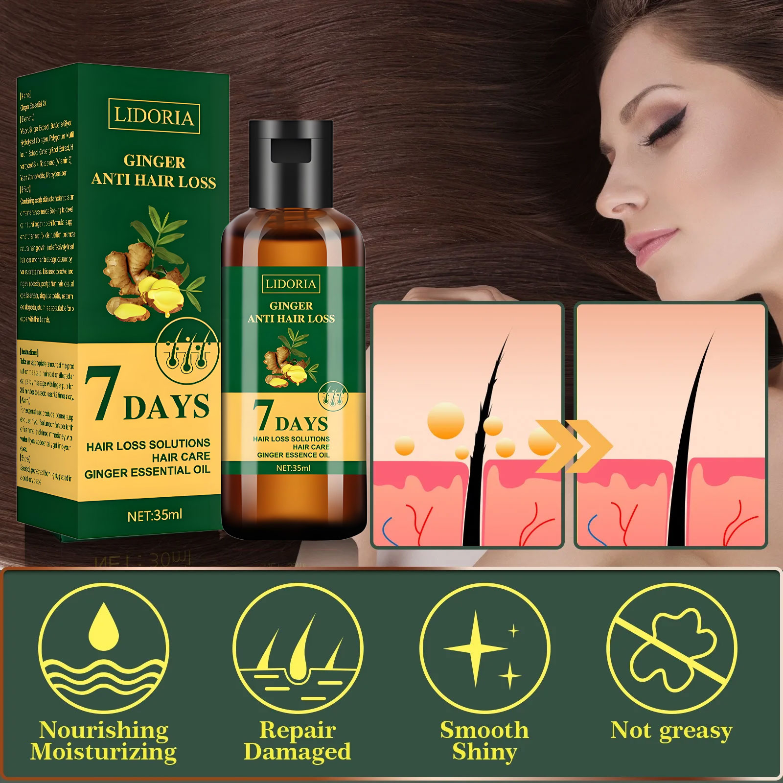 1pcs jahe penumbuh rambut Prod - Hair Care Essential Oil Atomizing ulasan dan harga